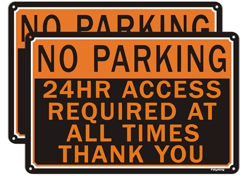 Confezione da 2 cartelli di avvertimento con scritta No parking 24HR ACCESS REQUIRED AT ALL TIMES THANK YOU, segnaletica di sicurezza per parcheggio privato per disabili, 20,3 x 30,5 cm, in