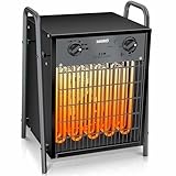 MASKO® Elektroheizer Heizlüfter Bauheizer 9 KW mit integriertem Thermostat elektrisch Heizgerät 9000 Watt 3 Heizstufen Heizgebläse für Innen- & Außeneinsatz Überlastschutz Elektroheizgebläse Anthrazit