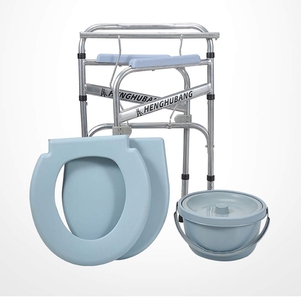 RXBFD Portable Medical Bedside Commode Toilet Chair with Arms, Height Adjustable Folding Shower Chair, for Adult Handicap, Elderly,Pregnant Women