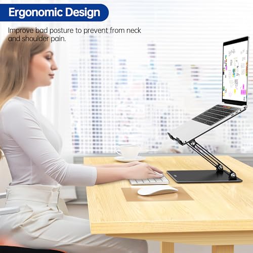 Image of BESIGN LS10 Laptop Stand for Desk, Ergonomic Adjustable Notebook Tablet Stand, Foldable Laptop Riser, Portable Desktop Book Stands, Computer Holder Compatible with 10-14 inch Laptops, Black
