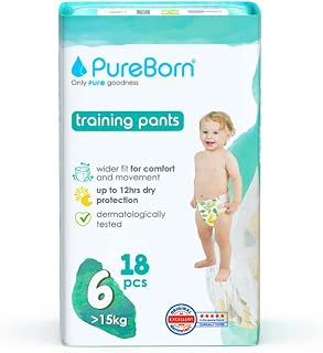 PureBorn Baby Dry Pull Up Diapers/Nappy Pants Suitable for Babies -Size -6 -Mega Pack-108 Pcs-Assorted-Superior Upto 12 Hours Day & Night Protection-Dermatologically tested-Super Soft-Skin Friendly