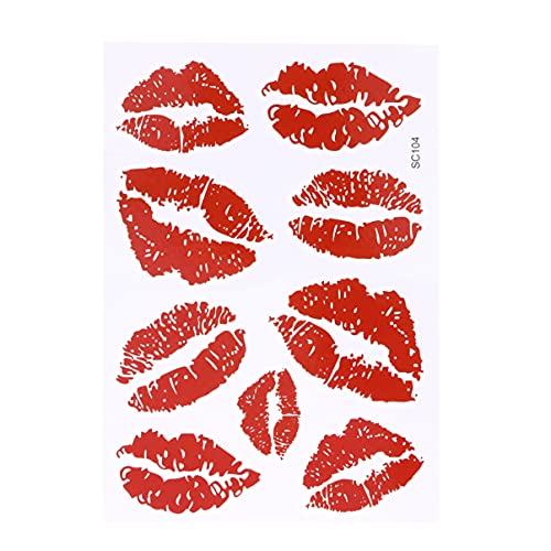 Healifty 6pcs Red Lip Stickers Kiss Stickers Decals Temporary Tattoo Stickers Waterproof Tattoo Decorative Stickers for Neck Leg Face Chest Water Bottle - Image 4