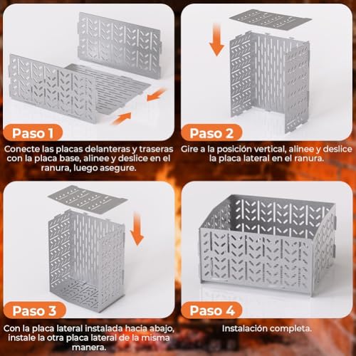 OUSFOT - Reservador de pellets granulados de acero inoxidable 430, quemador de pellet de 30 x 25 x 17 cm, 2,8 kg portátil cesta de gránulos para inserción, cesta de pellets para Poele a Madera - imagen 8