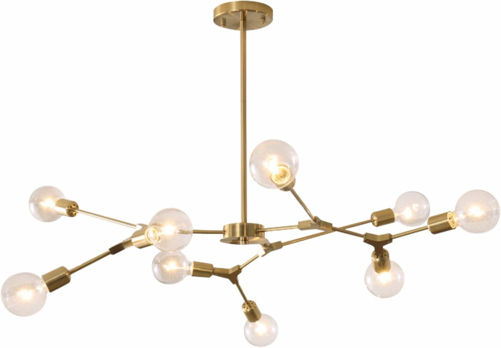 BOKT Sputnik Chandelier Lighting Modern Gold Pendant Light Fixtures Adjustable Flush Mount Ceiling Light for Bedroom Living Dining Room Kitchen Island (9-Lights)