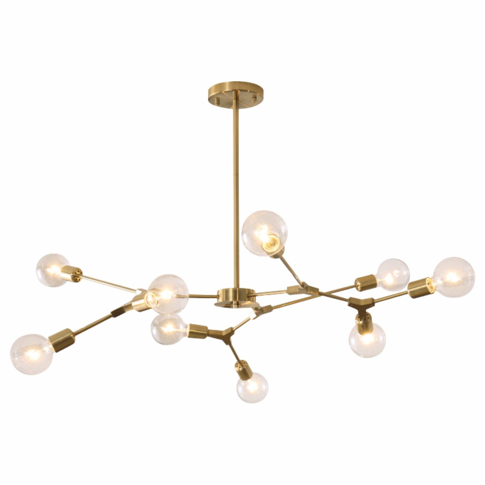 BOKT Sputnik Chandelier Lighting Modern Gold Pendant Light Fixtures Adjustable Flush Mount Ceiling Light for Bedroom Living Dining Room Kitchen Island (9-Lights)