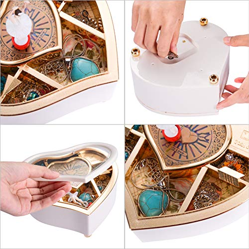 Rainbowie Heart Musical Jewelry Box, Musical Jewelry Storage Box With Dancing Girl,Arrow Design Christmas Gift White #TOP3