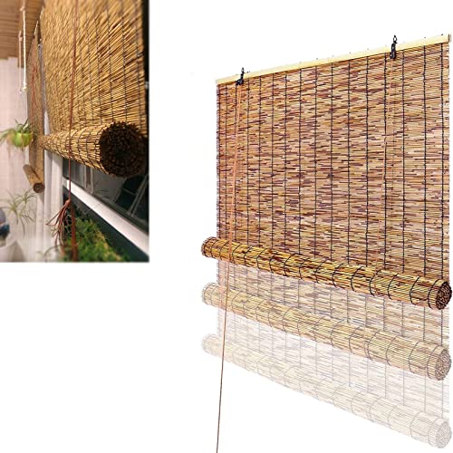 SPAROW Persianas de rolo Amboo, naturais, feitas de palha, persianas de palha retrô premium, cortinas decorativas, para exterior/interior, persianas de rolo de bambu natural, tecido natural, guarda-sol/isolamento térmico