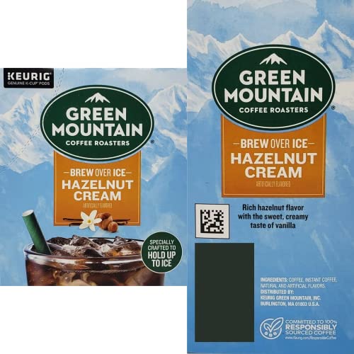 Iced Coffee K-Cup Beverage Variety Bundle Includes Green Mountain Brew Over Ice Flavors Hazelnut Cream, Classic Black And Vanilla Caramel 12 Pod Pack Of 3 Boxes And Brightest Place Clean Up Cloth #TOP2