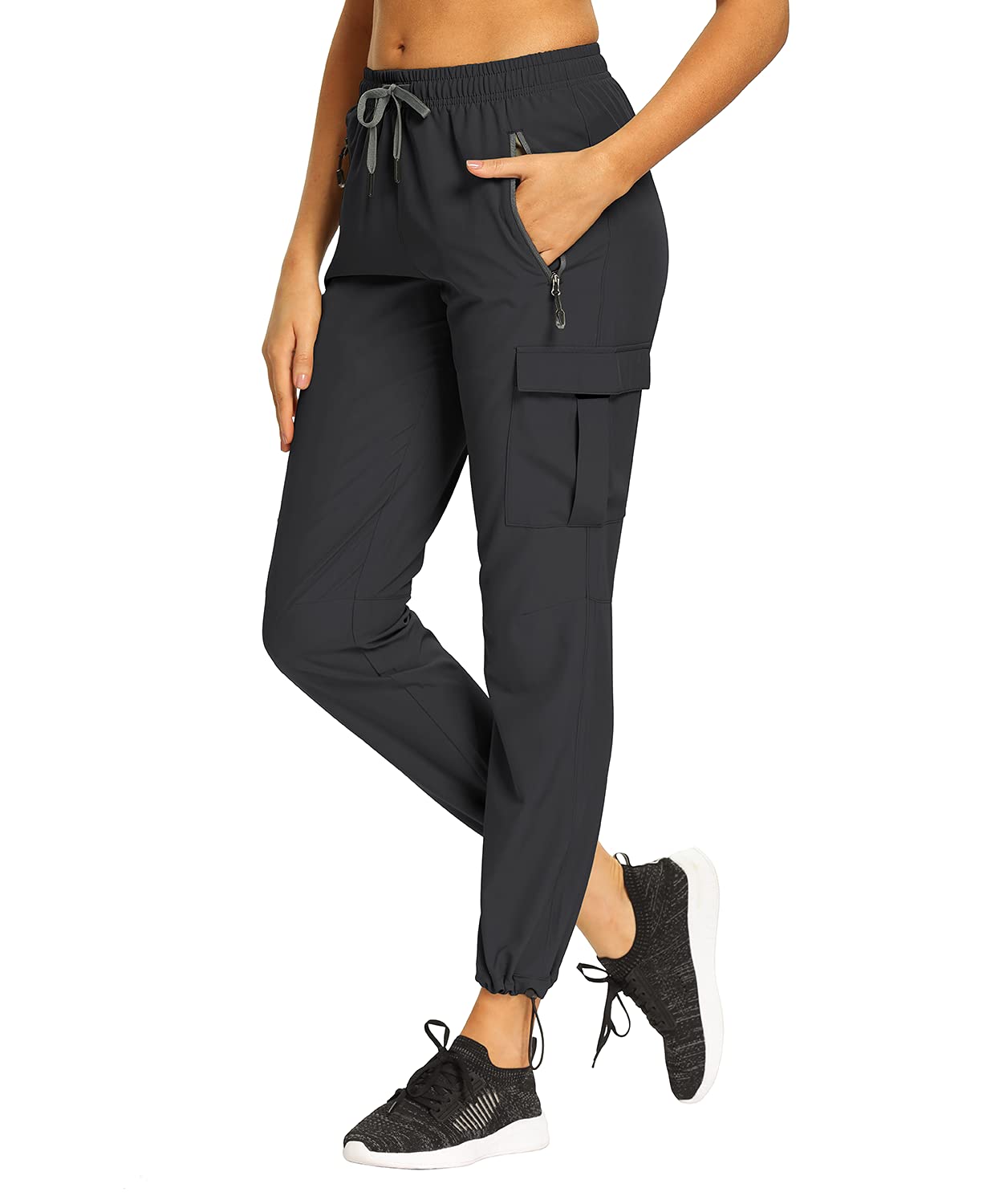 Xtansuo Women’s Hiking Pants Lightweight Capris Quick Dry Water Resistant Drawstring Fishing UPF 50 Joggers Zipper Pockets