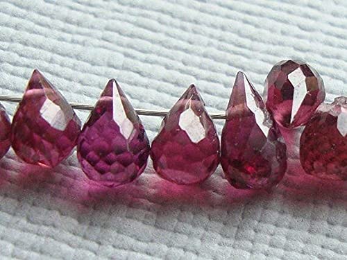 LKBEADS 50 koralików, 5-6 x 3-4 mm, prawdziwy granat rodolitowy urocze dziecko mikro fasetowane brioletki w kształcie łzy