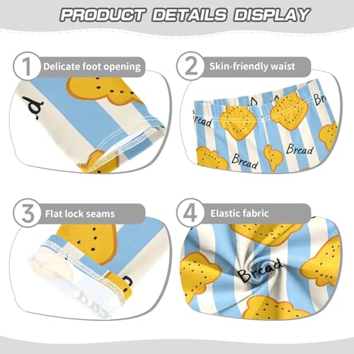 ALAZA Girls' Leggings Children's Yoga Pants Skinny Printed Dance Bread Blue Striped Comfortable 4T2