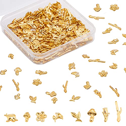 OLYCRAFT 250Stück Blumenpflanze unter dem Motto Harzfüller Legierung Epoxidharz liefert UV-Blattharz Füllzubehör Golden für Osterdekoration die Herstellung von Harzschmuck -8 Styles Cover