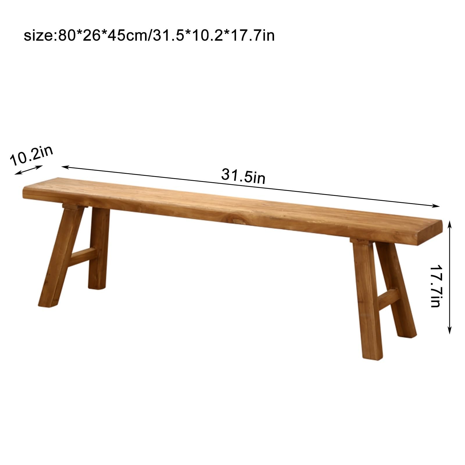 PLMOKN Wooden Narrow Bench Indoor Farmhouse Entryway Long Rustic Noodle for End of Bed Hallway Church Pew Breakfast Nook Kitchen & Dining Room Benches,31.5X10.2X17.7 Inch