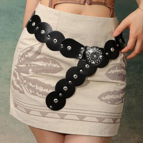Flexible Unisex Belt Retro Rivets Detailing 3mm Thickness PU Belt Fits Multiple Outfit Styles4