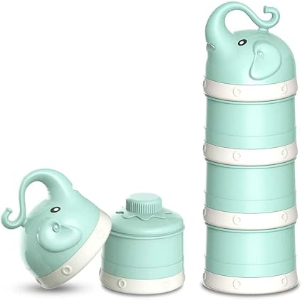 Baby Milk Powder Formula Dispenser DELFINO Large Capacity Non-Spill Twist-Lock Stackable Milk Powder Formula Container Snack Storage Powder Leakage Free BPA Free,3 Compartment for Travel Outdoor Green