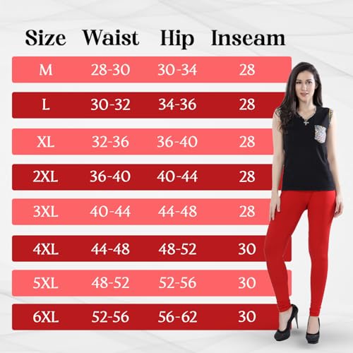 Image of TRASA Ultra Soft Cotton 4 Way Stretchable Churidar Solid Regular and Plus 20 Colours Leggings for Womens and Girls -Sizes :-M, L, XL, 2XL, 3XL, 4XL, 5XL, 6XL