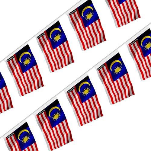 Guirlande Drapeau Malaisie 18x28cm en lot de 20 pièces pour décoration