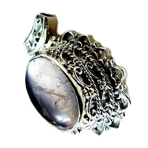 Pendentif quartz rose naturel en argent sterling 925 style victorien