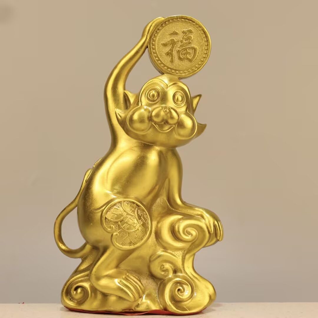 Dytartzx Pure Copper Monkey Statue, Home and Office Decoration, Zodiac Monkey for Wealth and Good Luck.