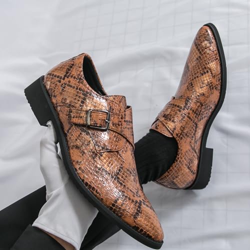 Men's Chunky - Heeled Monk Strap Loafers, Fashionable Classic Pointed - Toe Slip - on Low - top Business Formal Shoes4