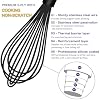 OYV Dishwasher Safe Silicone Whisk, Sealed Waterproof Design Set of 3, Professional Kitchen Whisks for Cooking Non-Scratch, Silicone & Stainless Steel Whisk, Heat Resistant Balloon Egg Beater, Black #2