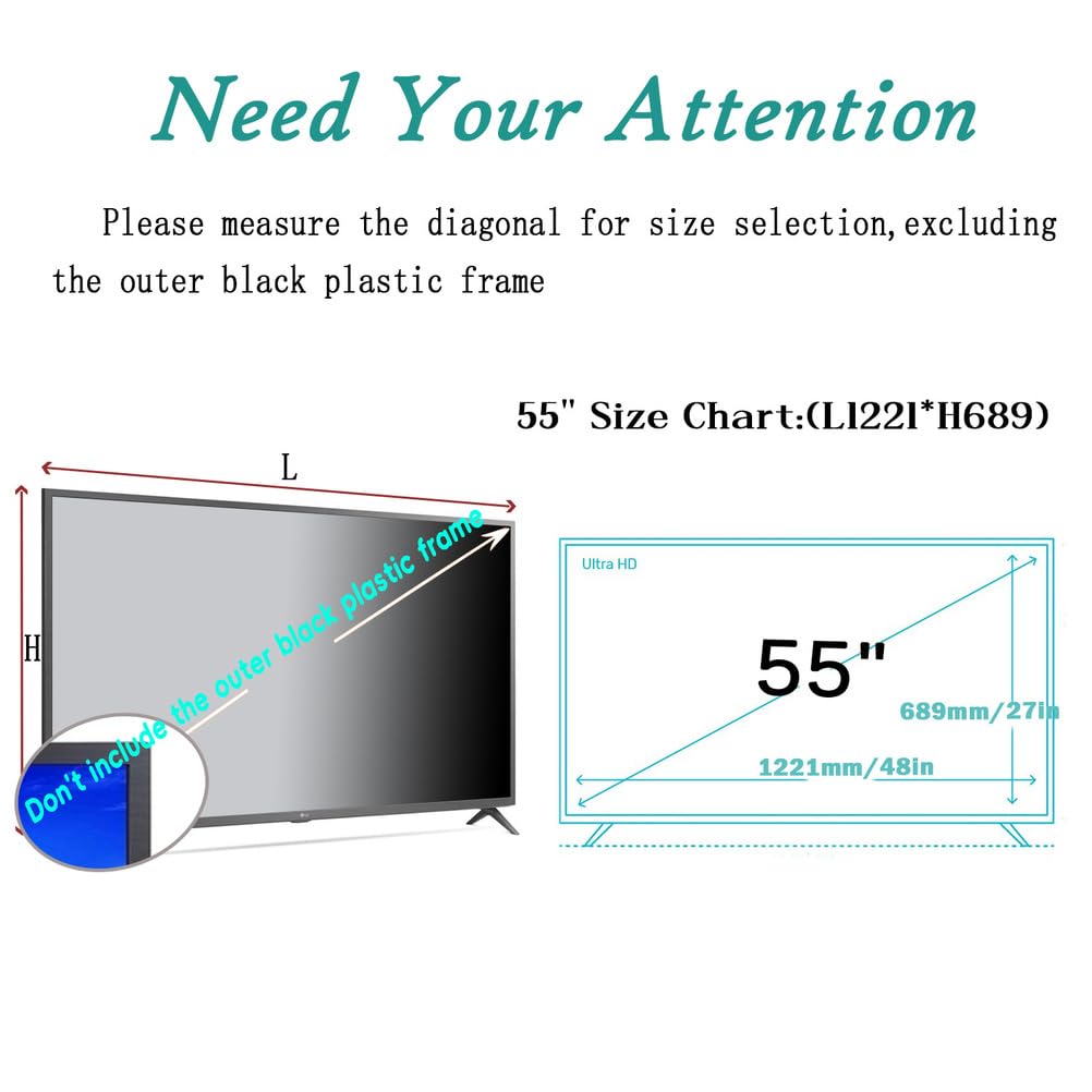 Protector De Pantalla Para 55" TV Que Bloquea La Luz Azul, Película Mate Antirreflejos Y Filtro Antirreflejos Para Tvs 4K, Película Resistente A Arañazos Y Al Polvo,55in 1221 * 689mm