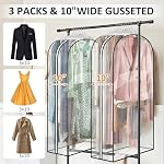 3 Pack Tous les sacs de vêtements transparents pour accrocher des vêtements Sacs de costumes guissés pour ranger les vêtements de rangement Sacs pour chemises, manteaux, robes