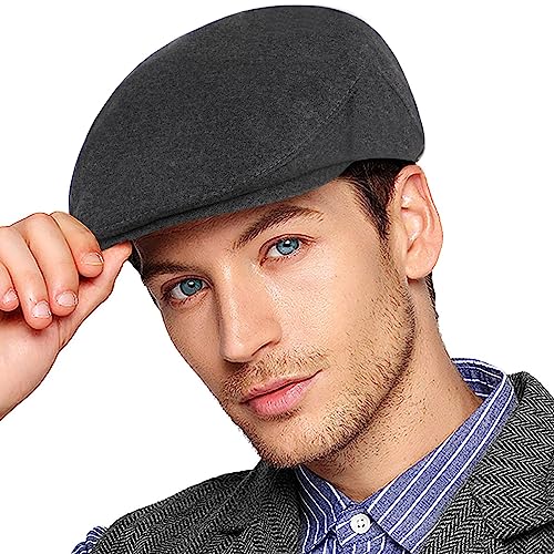 Wantonfy Gorras De Hombre Boina Plana Tweed Otoño e Invierno Gorra Gatsby Newsboy Estilo Retro Driving Cap Sombrero con Orejeras Ajustables