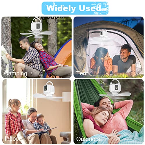Camping Fan with LED Lantern,5200mAh USB Rechargeable Camping Fan for Tents, 5-20-hour Working time, Remote Control, Detachable Fan Blades, Timer, for Picnics, Travel, Emergency (X15-White) - Image 6