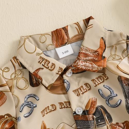 Western Baby Boy Clothes Wild Ride Short Sleeve Bubble Romper My First Rodeo Polo T-shirt Cow Boots Horse Bodysuit4