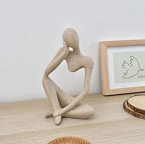Hosoncovy Resin Thinker Statue Thinker Sculpture Thinker Figurine Thinker Ornament Think Men Ornament Statue Crafts Art Gift Sculpture Decoration for Home Office Bookshelf Desk Decor (Right Thinker) - Image 5