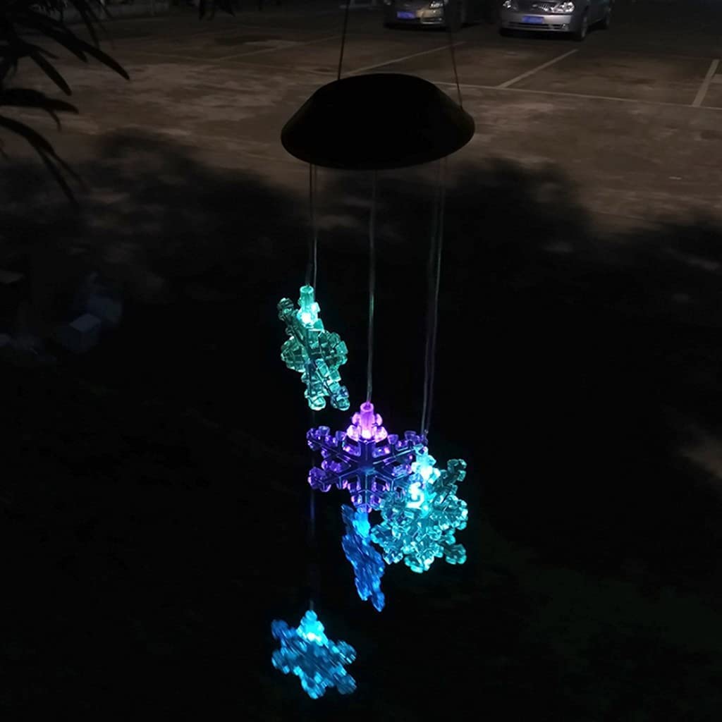 Wiszące Dzwonki Wiatrowe Solar Snowflake Wind Chimes LED Outdoor Windchimes Wodoodporne, Zmieniające Kolor Dekoracje Dzwonek Wietrzny Feng Shui(A Pair)