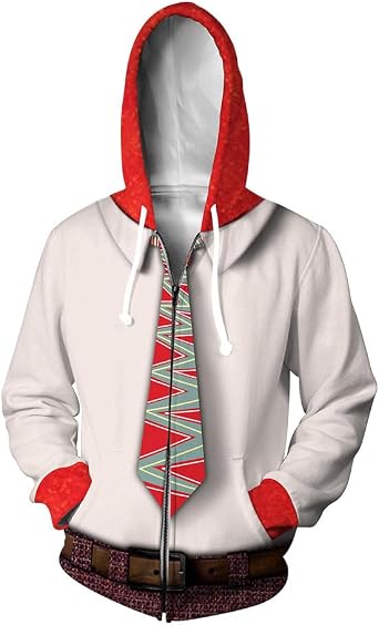 Adult Cosplay Hoodies Green Yellow Patterned Costume Zip-up Sweatshirts Drawstring Hooded