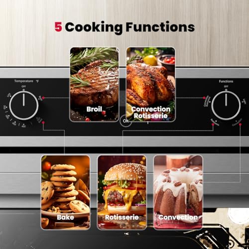 GASLAND 24 Inch Gas Wall Oven, ETL Certified Natural Gas Oven with Bake Broil Rotisserie Functions, Digital Timer and Convection Fan, 120V Cord Plug, 2.12 Cu.ft. Capacity, Stainless Steel by GASLAND - Image 4