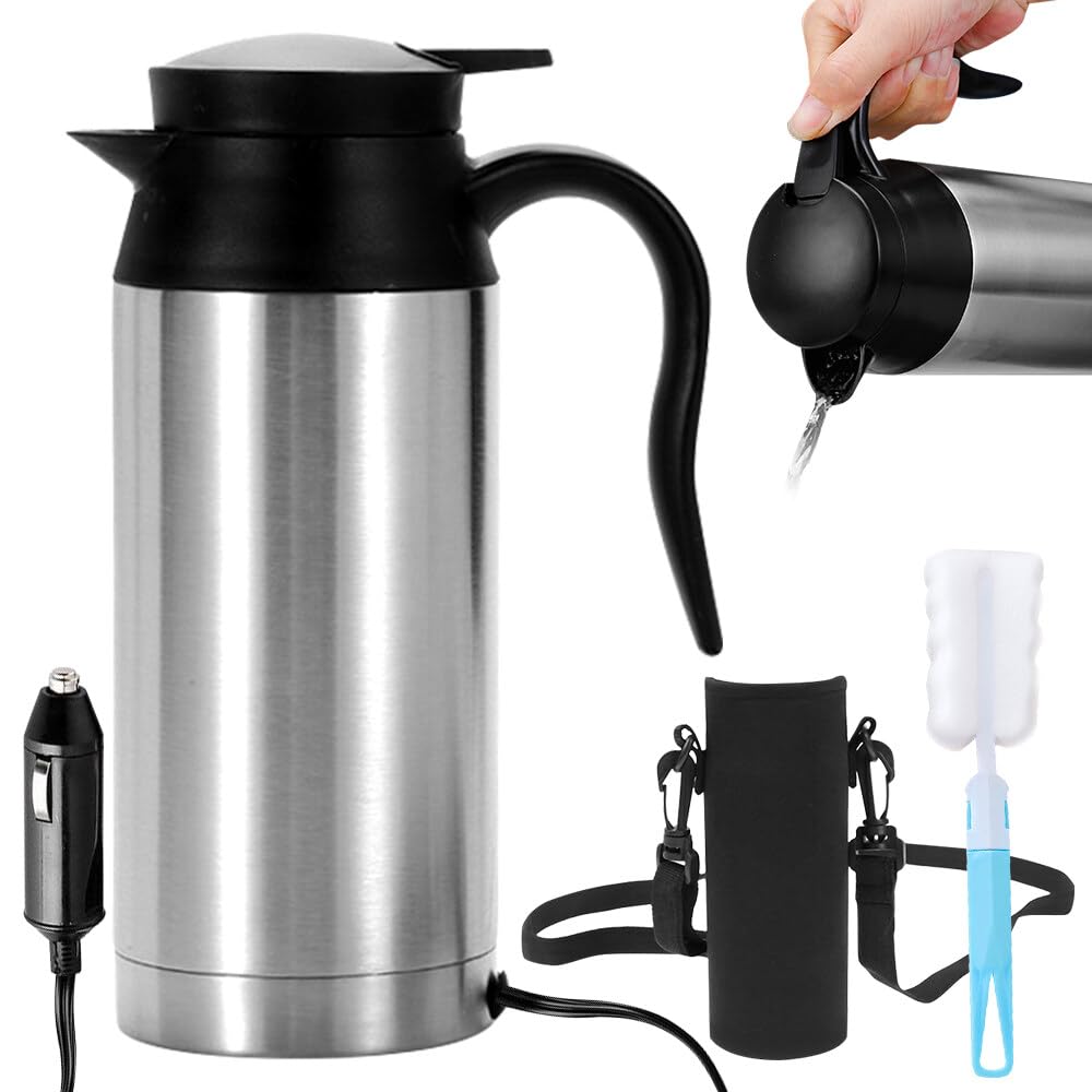 Czajnik samochodowy ze stali nierdzewnej 12 V 750 ml podróżny czajnik samochodowy czajnik elektryczny samochodowy zapalniczka do papierosów przenośna kemping podróż
