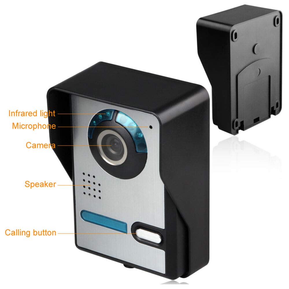 Videocitofono con sistema intercom per porta video, con monitor da 2 x 7 pollici e 1 fotocamera IR, impermeabilità IP65