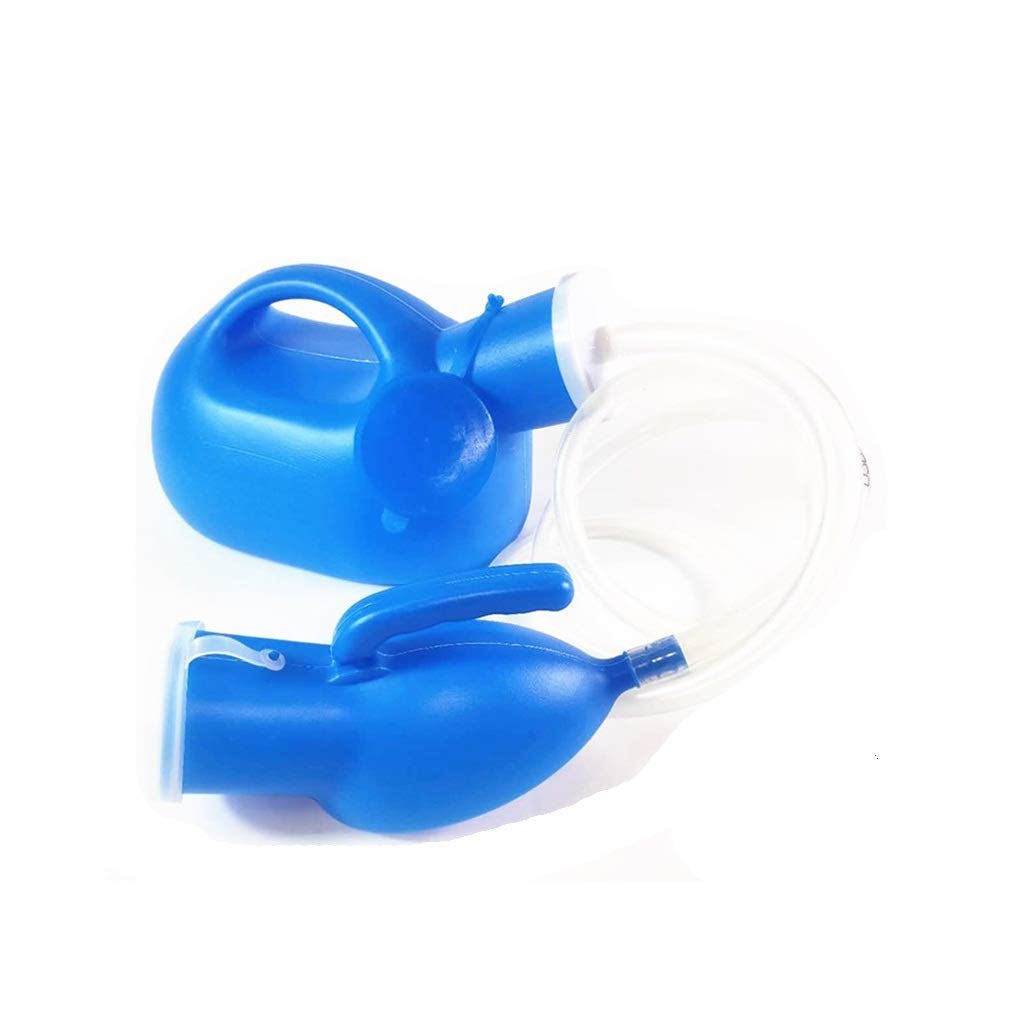 HYQOUKLR Male Portable Travel Pee Bottles, Men's 2000ml Urinal With Tube And Urine Bag Blue 26x13.5cm