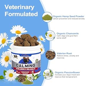 Dog Calming Chews, Dog Calming Treat, Natural Ingredients Calming Aid for Dogs, Perfect for Reducing Anxiety Caused by Separation, Barking,Vet Visits, Thunderstorms120 Count Lamb Flavor