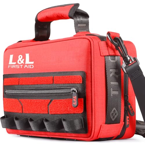 First Aid Kit for Car Home Travel Businesses,450 Piece Survival Gear First Aid,Large First Aid Kit Survival,Waterproof Emergency Medical Kit for Outdoor Vehicles Camping Hiking Boating Office(Red)