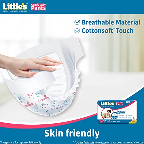 Image of Little's Baby Pants Diapers,Medium (M),7-12 kg,32 Count, with Wetness Indicator & 12 Hours Absorption (Pack of 2)