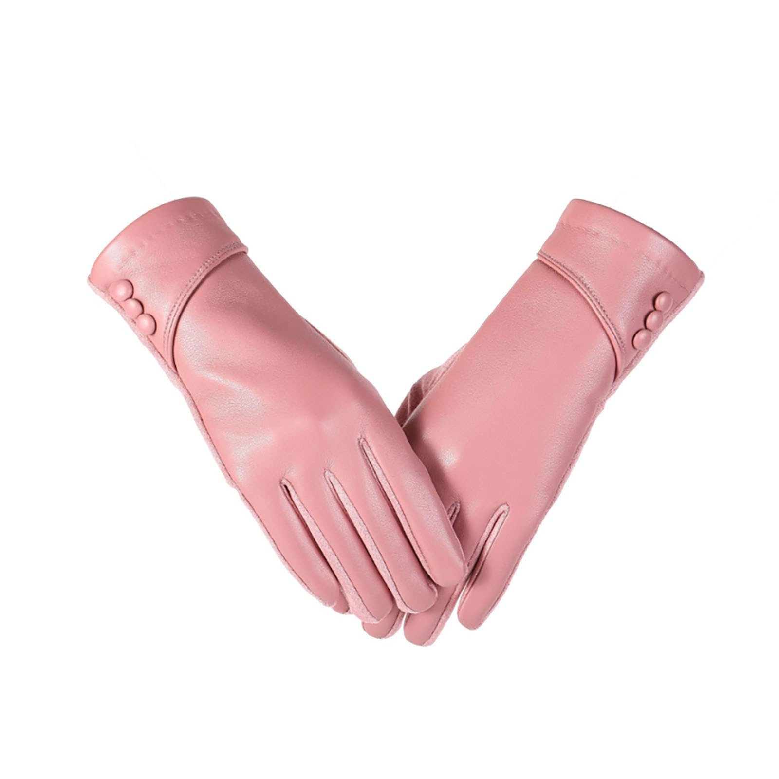 Women Leather Touch Screen Gloves, Winter Gloves for Ladies, Warm Touchscreen Windproof Texting Cashmere Lined Gloves