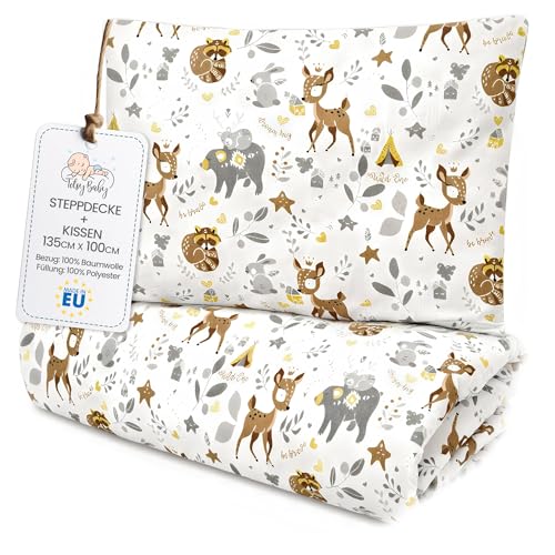 Kinder Bettdecke ohne Bezug 100x135 cm - Baumwolle Baby Decke und Kissen Set Kinderdecke 100 x 135 und Kopfkissen 60 x 40 - Bettdecken Kinderbettdecke...