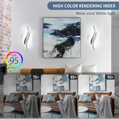 Image of CANEOE Modern LED Wall Sconce 6000K Chrome Indoor Wall Light Fixtures Acrylic Wall Sconce Lighting for Living Room Bedroom Bedside Bathroom Hallway Stairway Wall Lamp (Chrome, 1 Pack, 6000K)