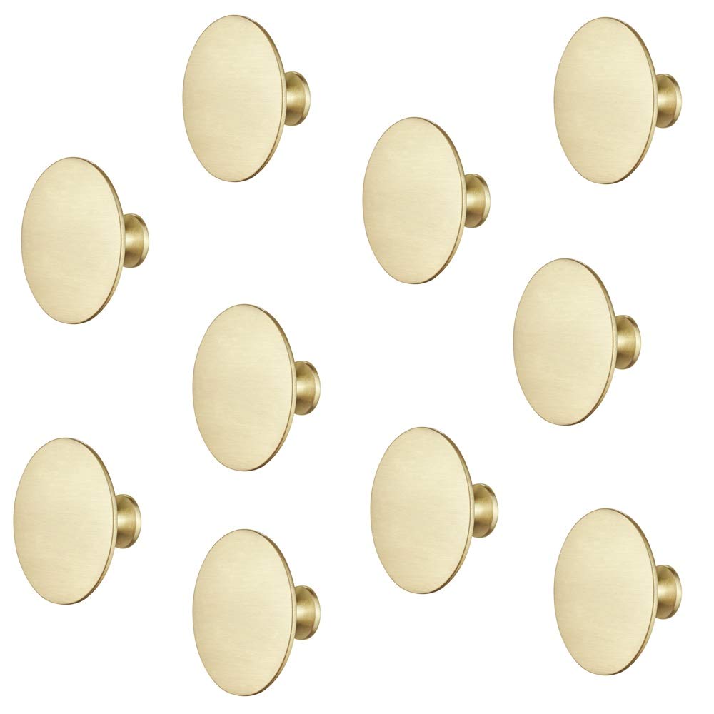 Gedotec Tirador para muebles de latón, estilo vintage, para cajones, H1960, diámetro de 60 mm, redondo, 10 unidades, diseño rústico, con tornillos
