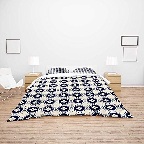 Parure de lit moderne imprimé floral polygone comprenant une housse de couette literie complète