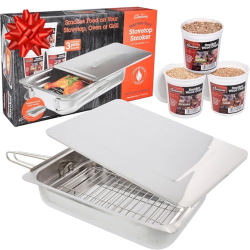 Camerons Original Stovetop Smoker - Smoker Box Gift Set w/Oak, Apple, Hickory Wood Chips & Recipes- Indoor Outdoor Use on Any Heat for Smoking Meats, Veggies & Seafood - Grilling Gift for Father's Day by Camerons - Image 9