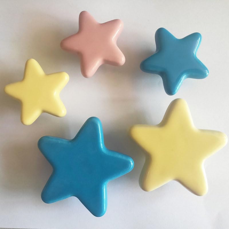 10x Star Ceramic Cabinet Drawer Knobs Porcelain Kids Wardrobe Handles For Closet Cupboard Kitchen Furniture Pulls Hooks - (Color: BigWhiet)