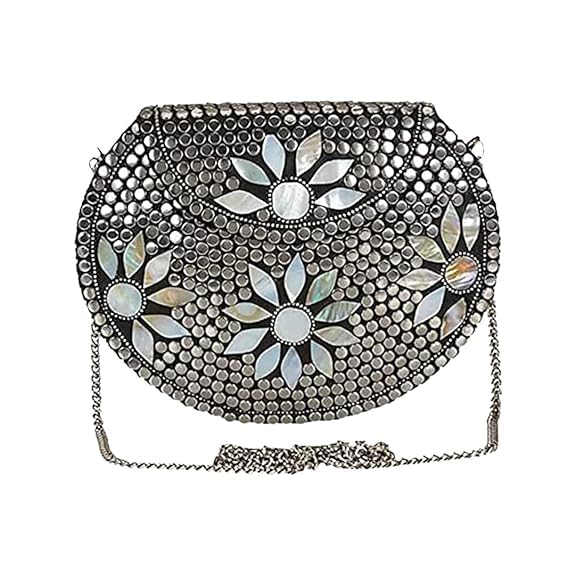 ZAM Crafts Bridal Womens Antique Brass Purse Ethnic Handmade Metal Clutch Bag Color: Silver Length Silver metal Beaded Ethnic purse Girls party Bag Purse For Bridal, Casual, Party, Wedding (B0D4KFJDJJ) Amazon Price History, Amazon Price Tracker