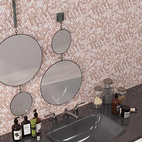 Avant Decor | Aluminum Mini Hexagons Tiles | Peel And Stick Kitchen Backsplash Tiles | Stick On Wall Tiles | Easy Diy Installation | 5” X 5” | Sample Tile #TOP4