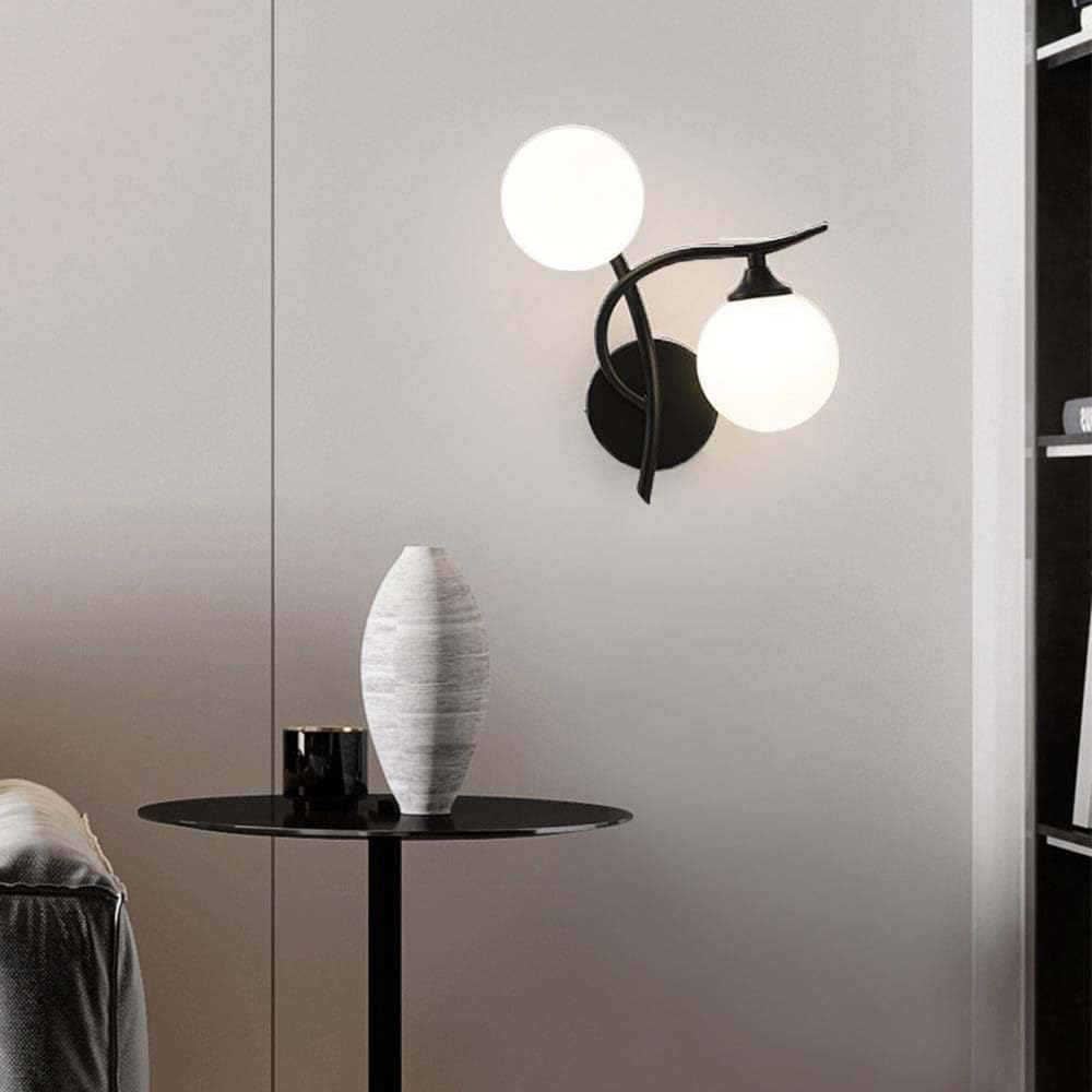 Apliques de pared de metal negro con sofisticada lámpara de 2 llamas interiores estilo G9
